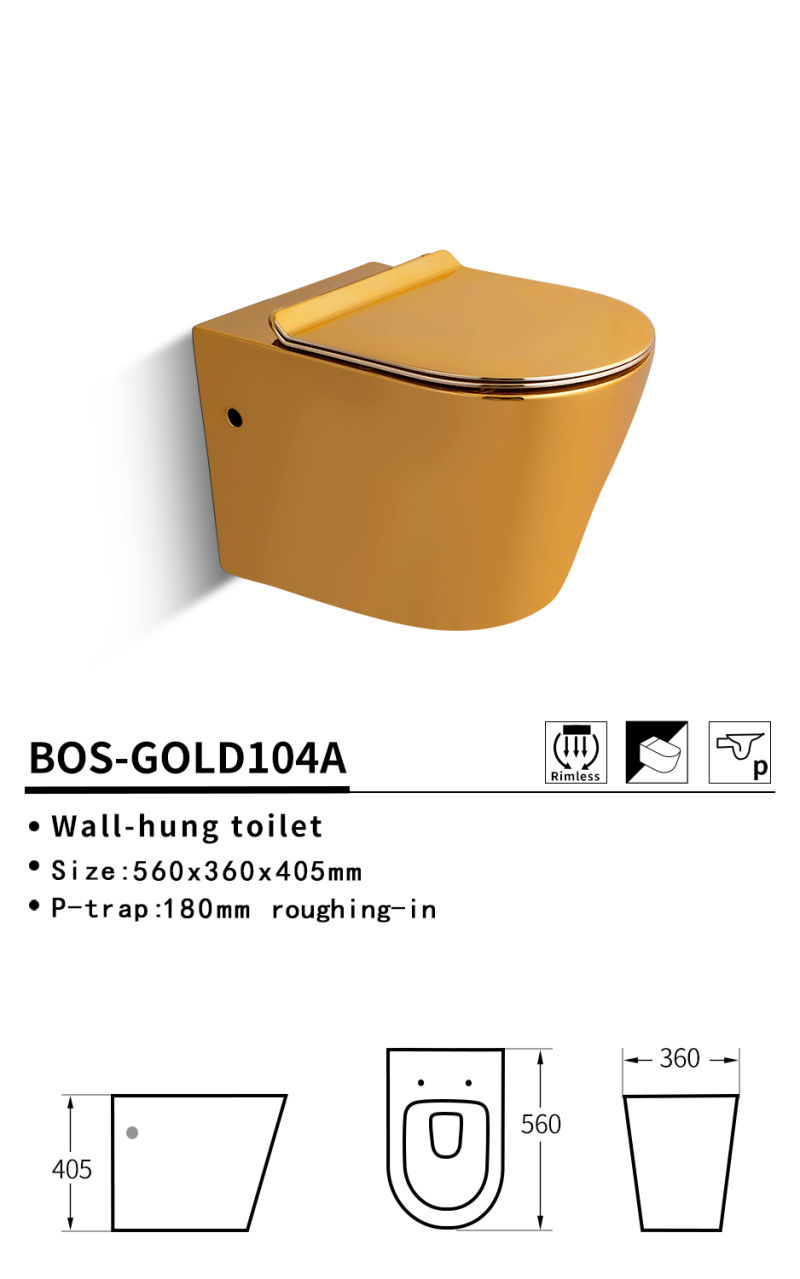 Small and Exquisite Golden Wall-Hung Toilet Sanitaryware Ceramic Bathroom Toilet