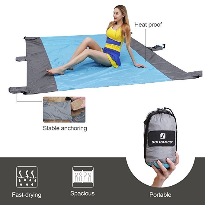 Custom Logo Portable Waterproof Beach Mat for Camping with Pocket