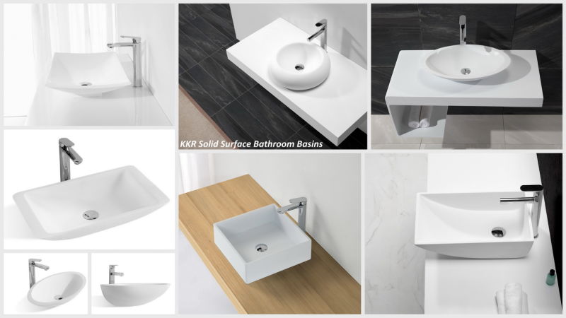 White Acrylic Solild Surface Commercial Bathroom Wash Basin