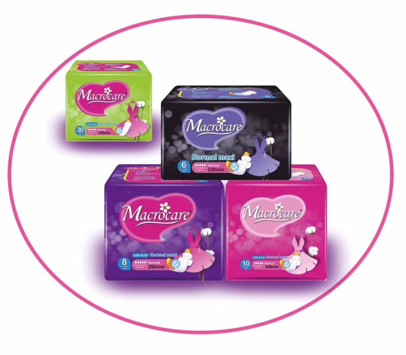 Macrocare Top Quality Disposable Cotton Women Soft Regular Cotton Sanitary Napkin