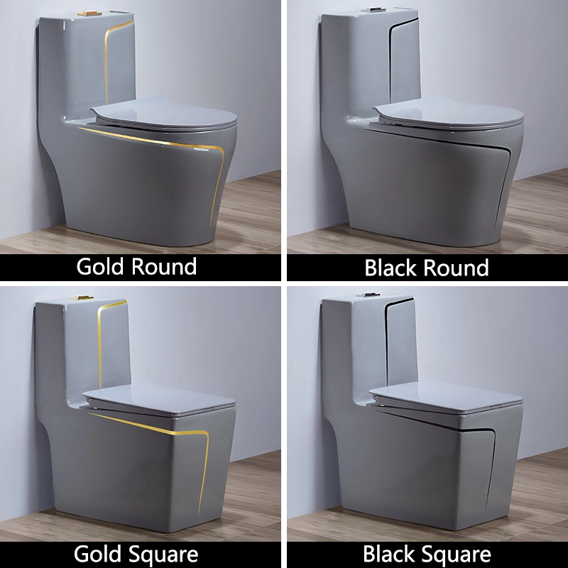 Sanitaryware Bathroom Ceramic Washdown Toilets One Piece Wc P Trap S Trap Grey Color Toilet Bowl