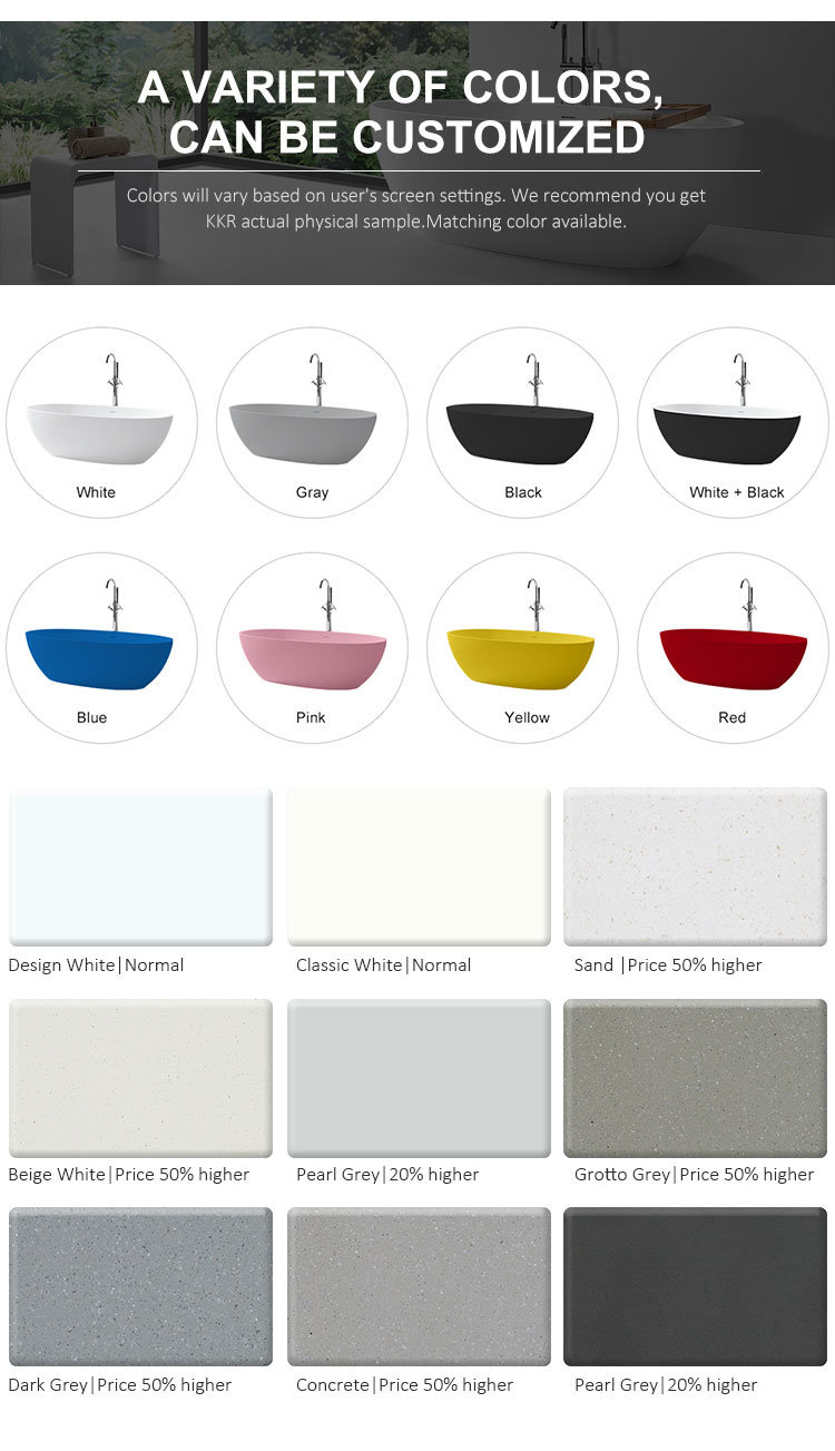 Sanitary Ware Bathroom Bathtub Resin Stone Bath Tub