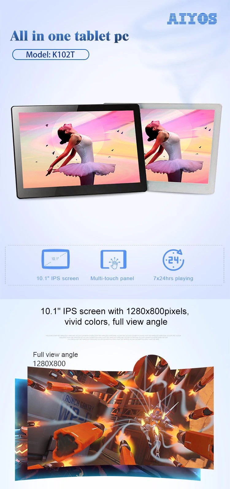 10 Inch Tabletop/Wall Mount Android All in One Commercial Display Tablet HD LCD Advertising Player