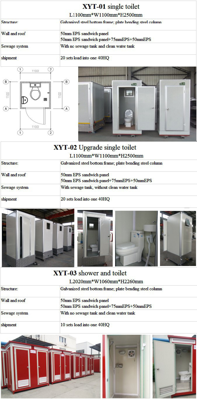 China Economic Prefabricated Container Trailet Toilet with Three Rooms