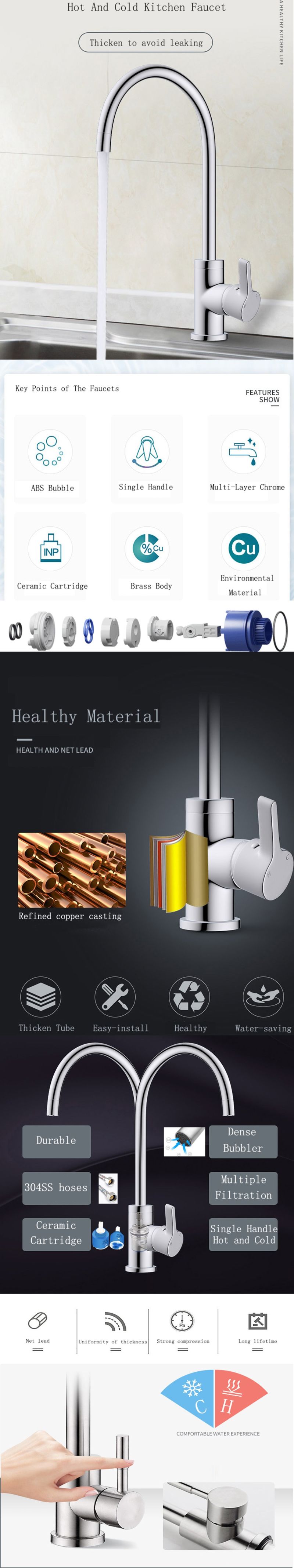 Distributor Bathroom Accessories Water Tap Copper Kitchen Faucet