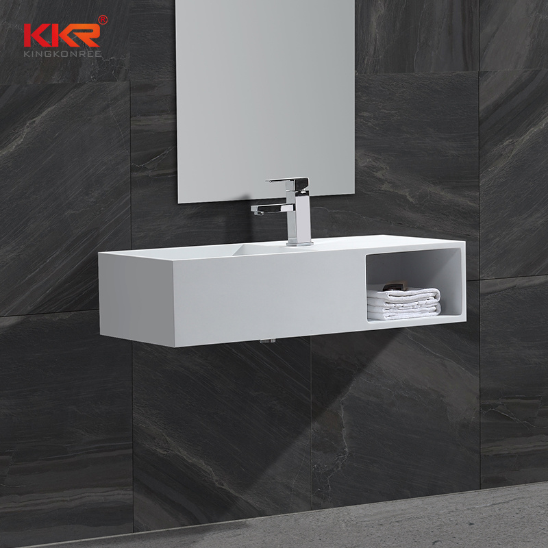 Bathroom Solid Surface Rectangle Top Wall-Mounted Cabinet Sink