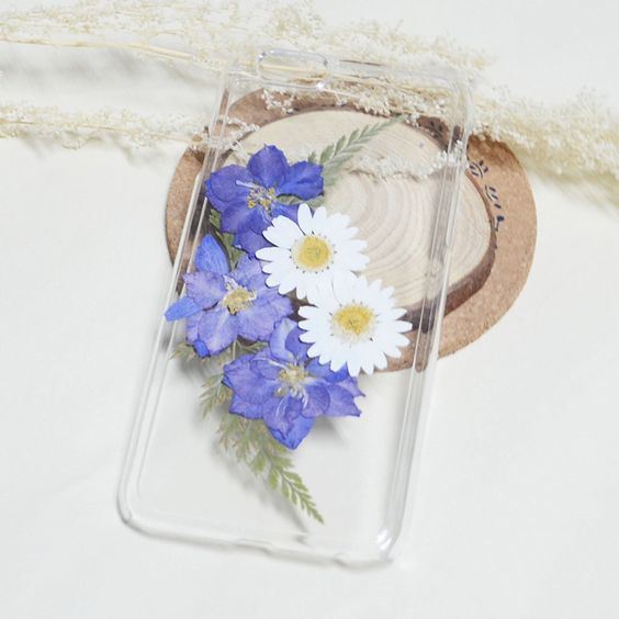 Transparent Floral Pressed Protective Back Cover for iPhone 7