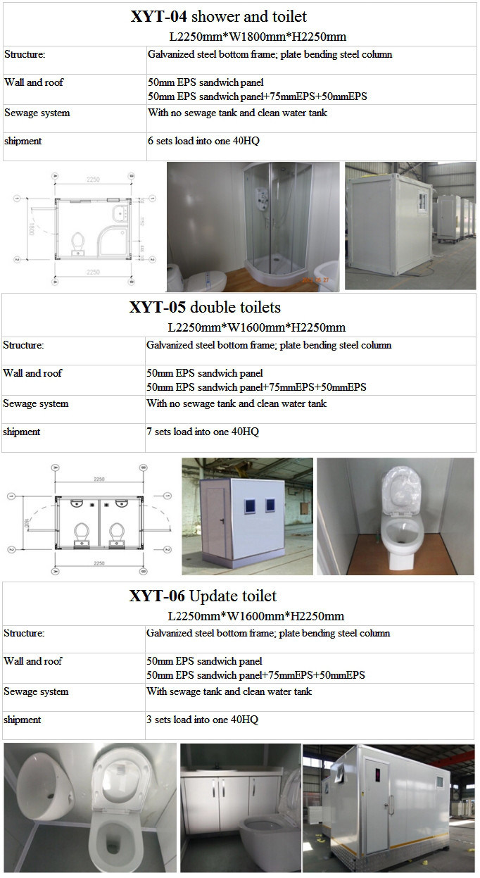 China Economic Prefabricated Container Trailet Toilet with Three Rooms