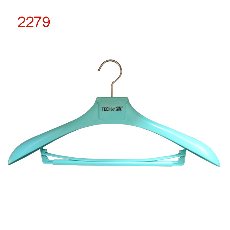 4.0mm Hook Plastic Light Blue Heavy Coat Hanger with Bar