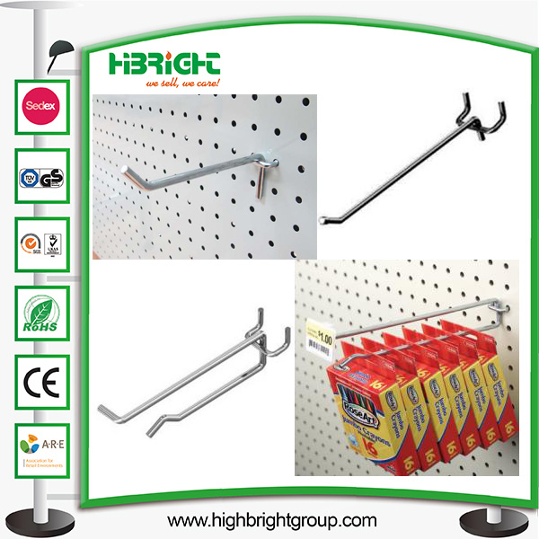 Chrome Metal Slatwall Pegboard Wire Display Hooks