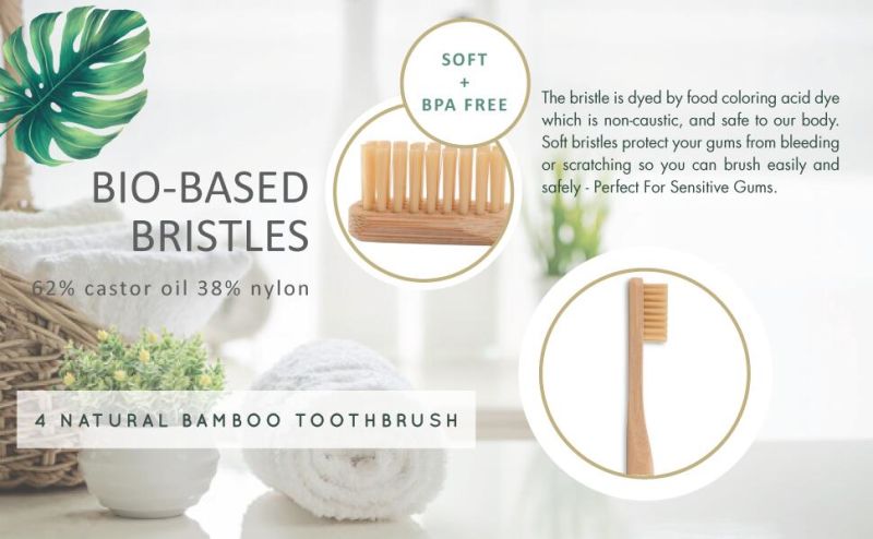 Eco Friendly Bamboo Toothbrush Soft Bristles Toothbrush for Kids/Adult