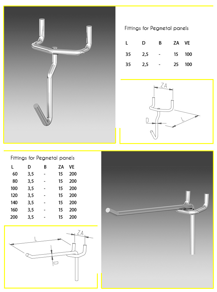 Clothes Shop Pegboard Hook Shop Fitting Hanging Display Hooks