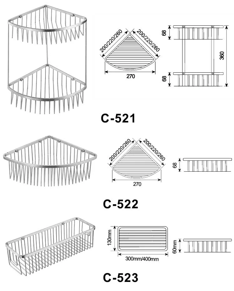 Free Sample Nickel Brushed 2 Tier Shower Caddy Basket