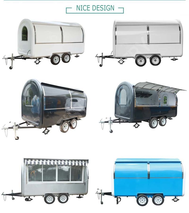 European Standard Black Ice Cream Coffee Traction Camper Trailer Caravan