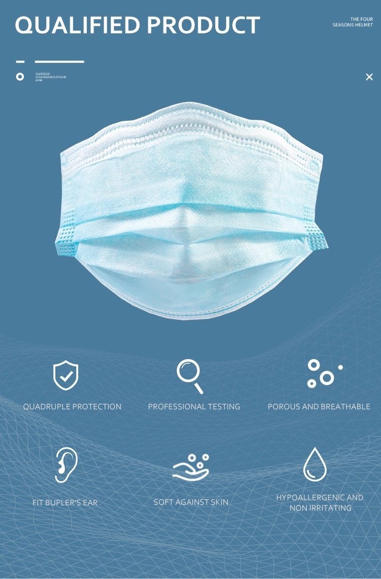 Hot-Sale 3 Layer Nonwoven Medical Supply Disposable Protective Face Mask