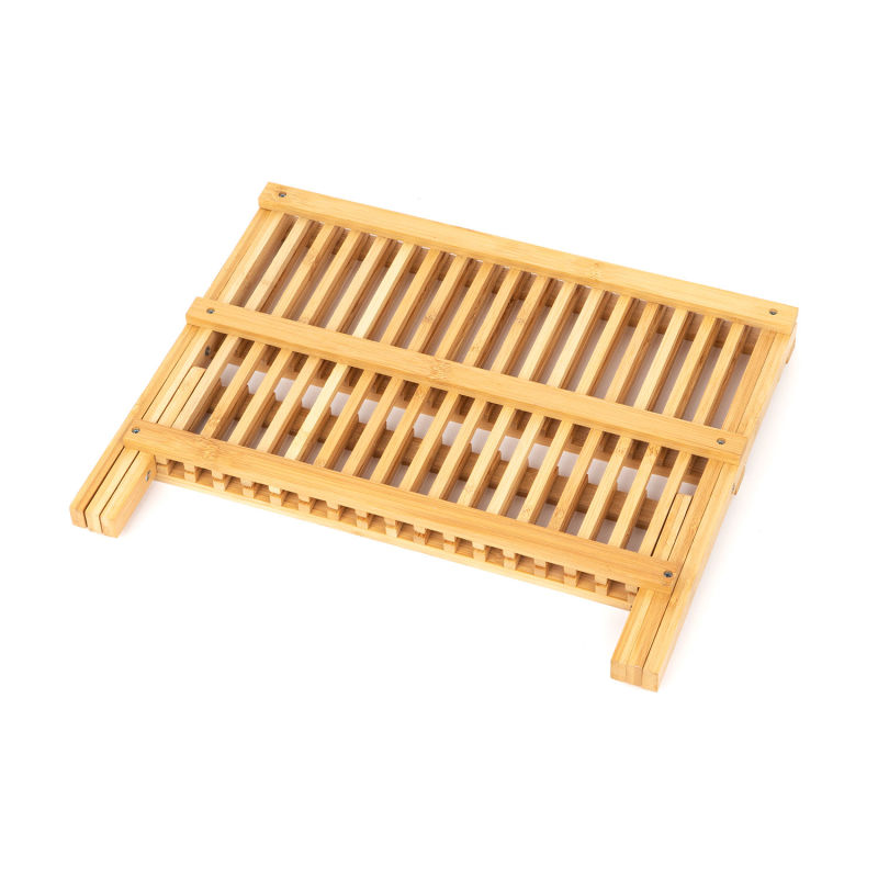 Bamboo Kitchen Folding Plate Holder and Dish Rack for Drying