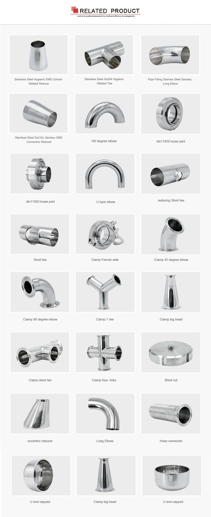 SMS Stainless Steel Hygienic Butt-Welded Reducing Tee Pipe Fittings