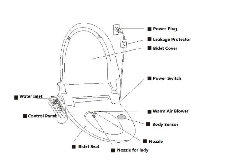 New Style Electronic Smart Self-Cleaning Toilet Bidet with Warm Seat Cover