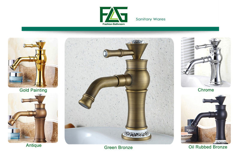 FLG Bronze Bathroom Basin Tap with Crystal Handle