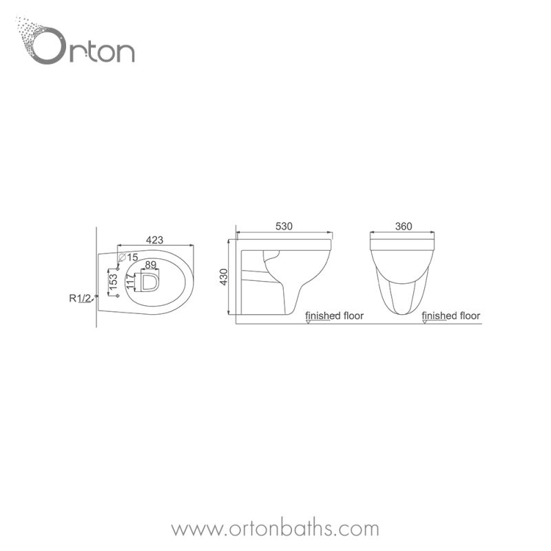 Morder Sanitary Ware Wall Hung Dual Flush Elongated Toilet Bowl in White