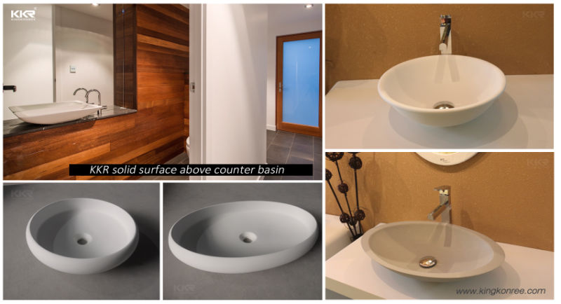 Solid Surface Stone Wall Mounted Round Bathroom Wash Basin