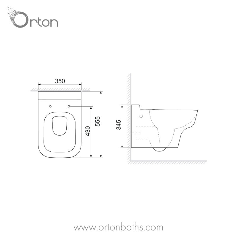 7 Shape Wall Hung Elongated Toilet Bowl with 0.8 1.28 Gpf Dual Flush