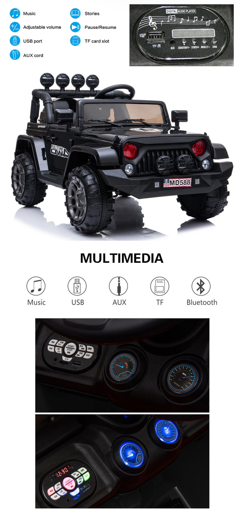 Electric-Driven 12V Jeep off-Road Style Electric Kids Ride on Car