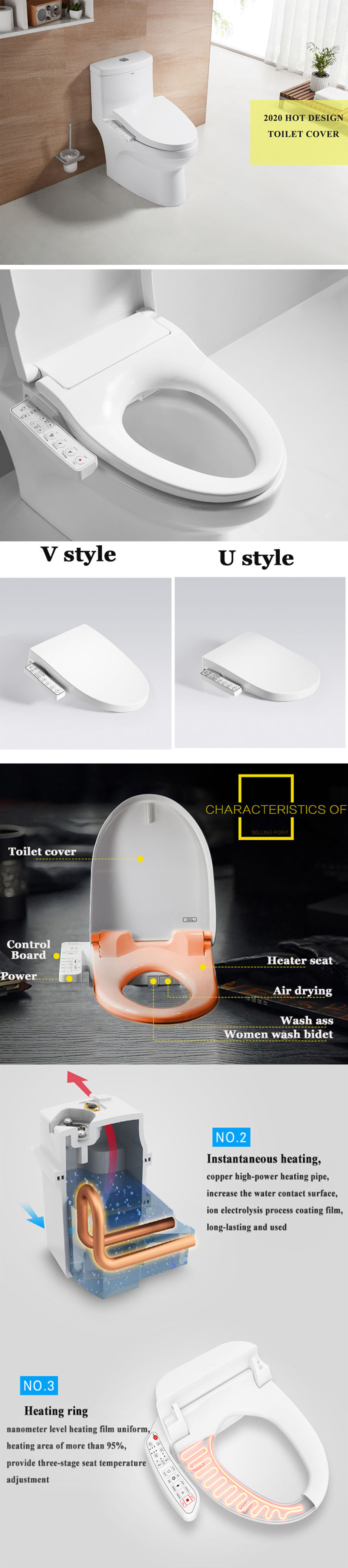 Wc Sanitary Toilet Bowl Intelligent Cover Smart PP Cover Seat