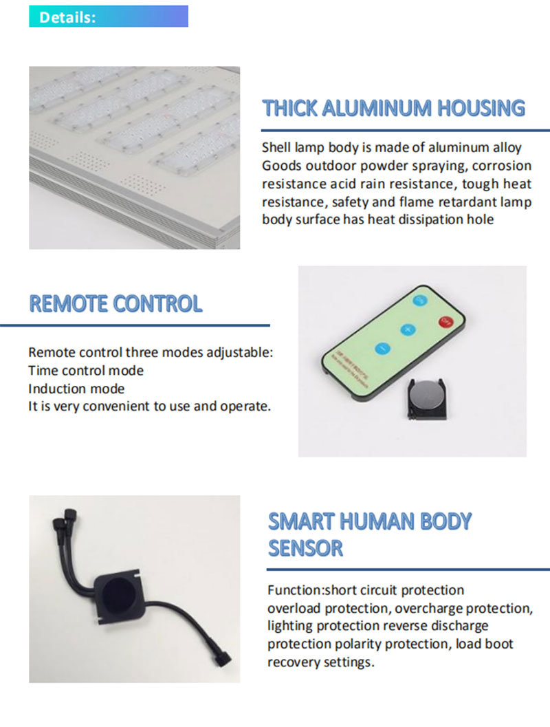 12V All in One Solar Lamp Smart LED Solar Street Lighting