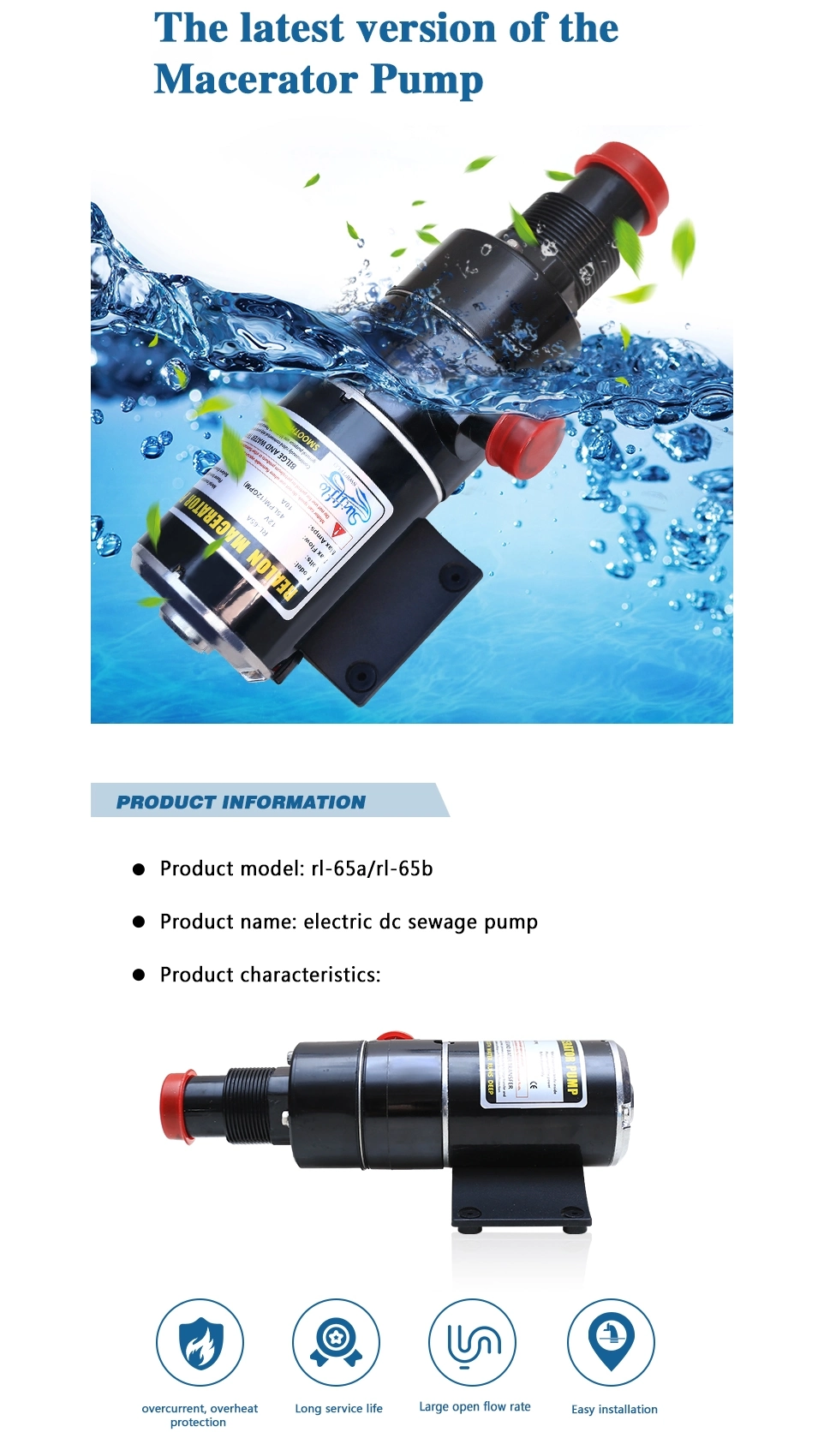 12V 45lpm Toilet Water Pump for Boat