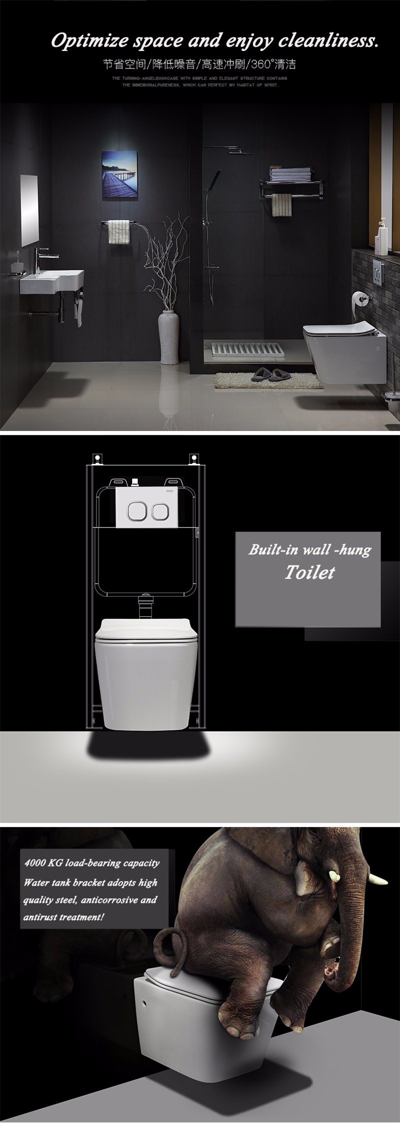 Luxurious and Comfortable Wall-Hung Toilet with Water Closet Bc-2395