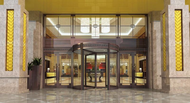 Commercial Building Entrance Automatic Revolving Door Bronze Copper Color