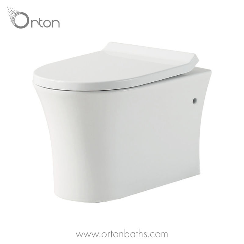 D Shape R Wall Hung Elongated Toilet Bowl with 0.8 1.28 Gpf Dual Flush