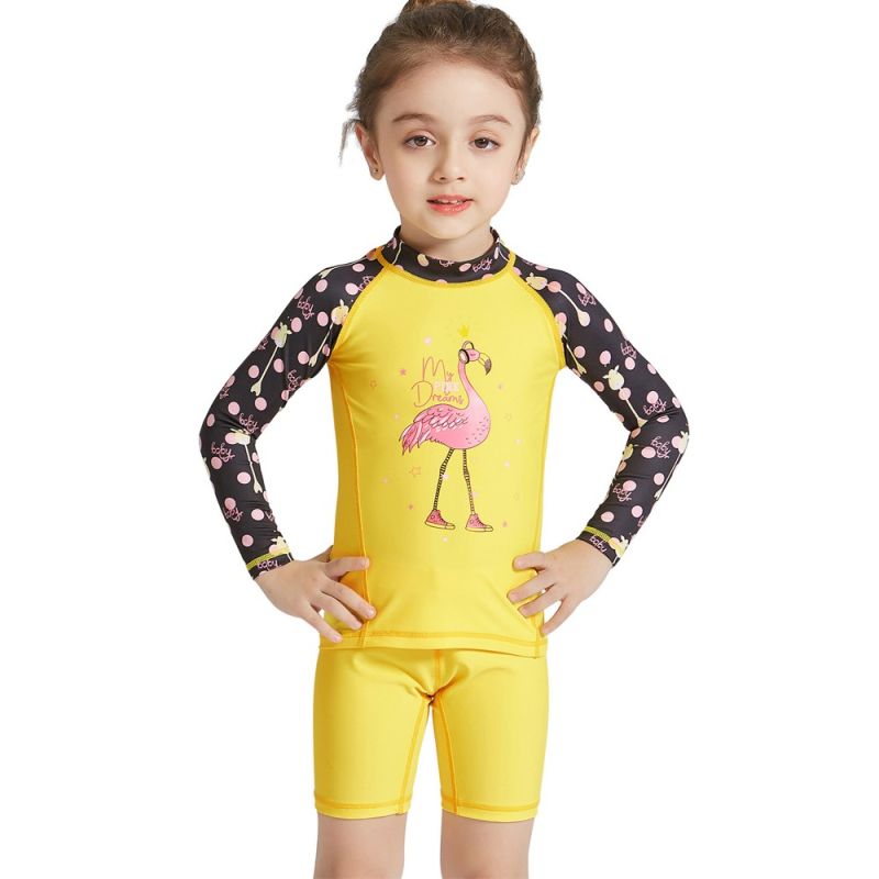 Children Swimsuit Cartoon Animal Flamingos UV 50 Kids Swimwear