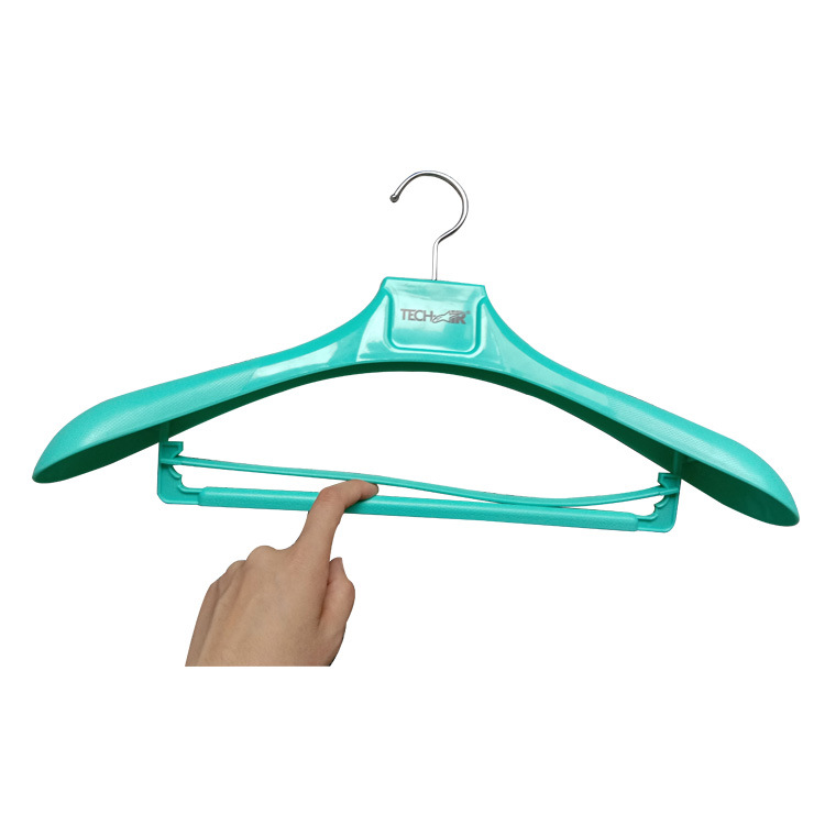 4.0mm Hook Plastic Light Blue Heavy Coat Hanger with Bar