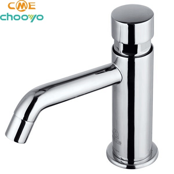 Push Button Bathroom Water Tap Brushed Basin Mixer Faucet D-11