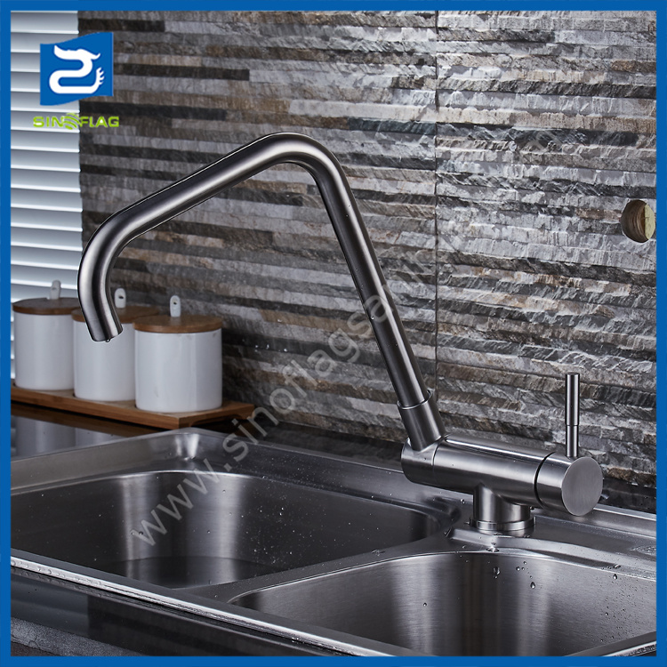 SS304 Folding Kitchen Sink Faucet Brushed Nickel Tap