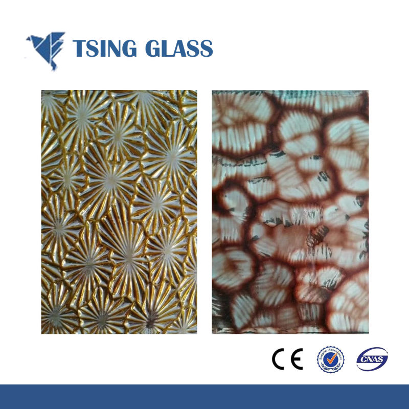 Colored Tinted Clear Patterned Glass Wired Decorative