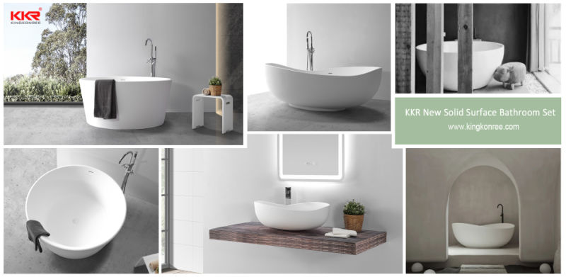 White Matt Bathroom Bath Corian Freestanding Bathtub