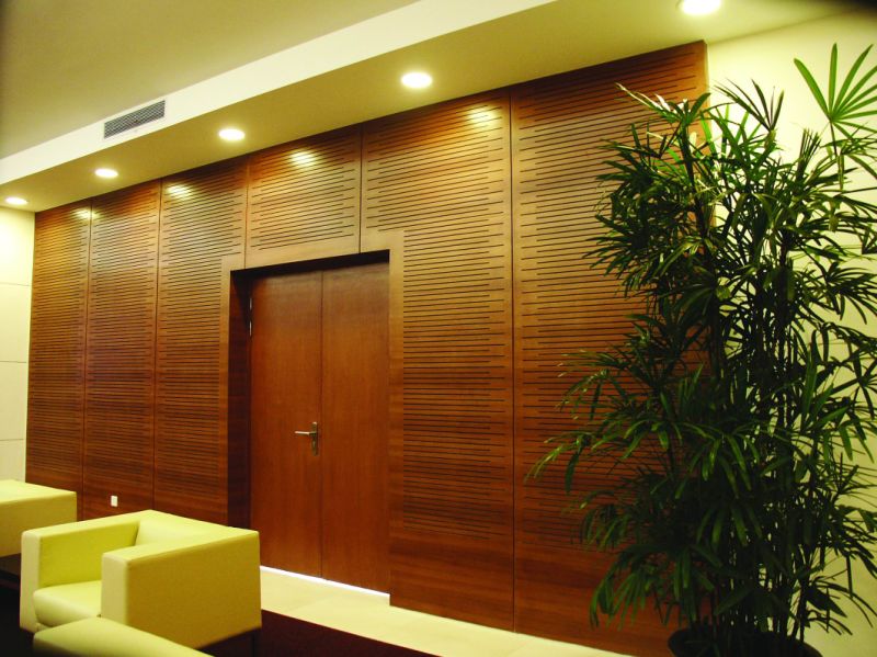 (1) Detailed Plane Picture Slot Wood Timber Acoustic Panel for Ballroom/Cinema