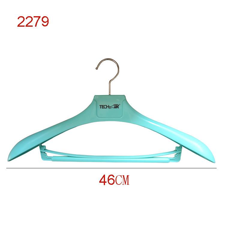 4.0mm Hook Plastic Light Blue Heavy Coat Hanger with Bar