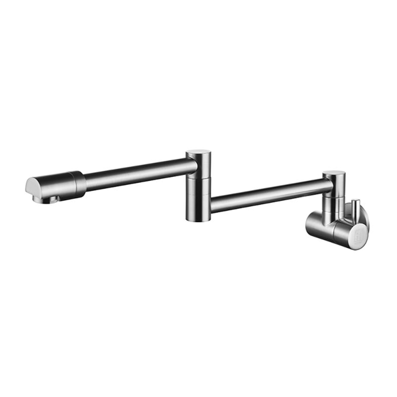 Wall Mount Folding Single Cold Kitchen Faucet Brushed Nickel