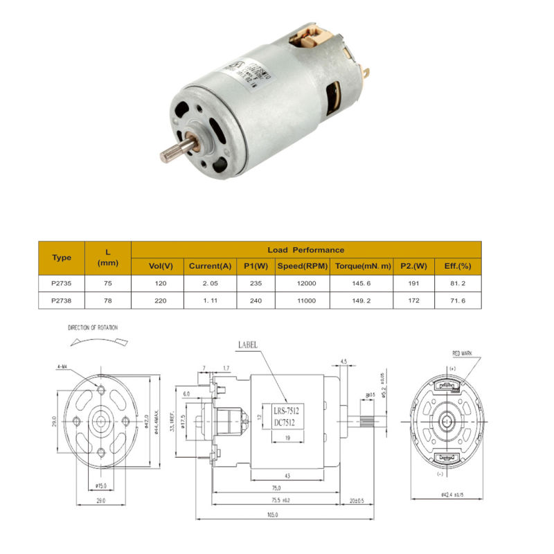 High Efficient DC Brush/Brushed Electrical Micro Motor for Massager Chair