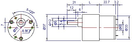 37mm 12 Volt 24 Volt DC Geared Motor with Encoder