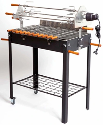 Charcoal Rotisserie BBQ Grill for Camping with Motor