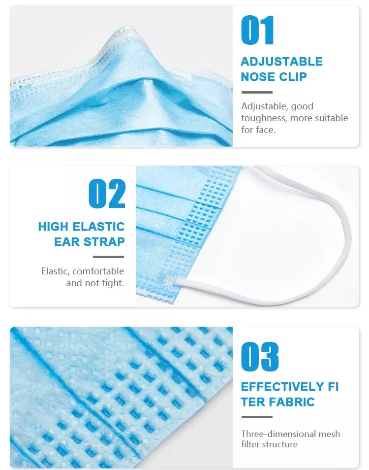 Hot Sale Disposable Protective Mask Non-Woven Medical 3-Layer Mask
