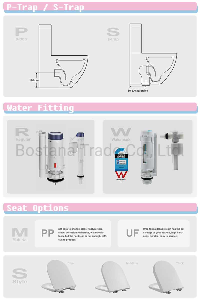 Water-Saving Rimless Washdown Two-Piece Toilet Sanitaryware Toilet Ceramic Bathroom