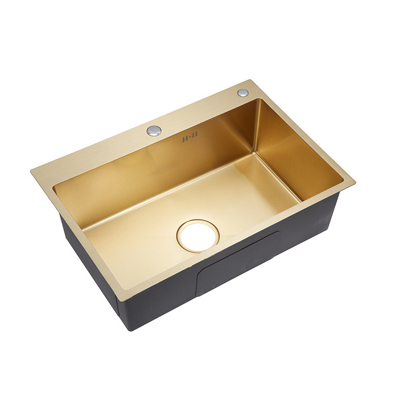 Brushed Gold Above Counter Double Bowl 304 Stainless Steel Kitchen Sink