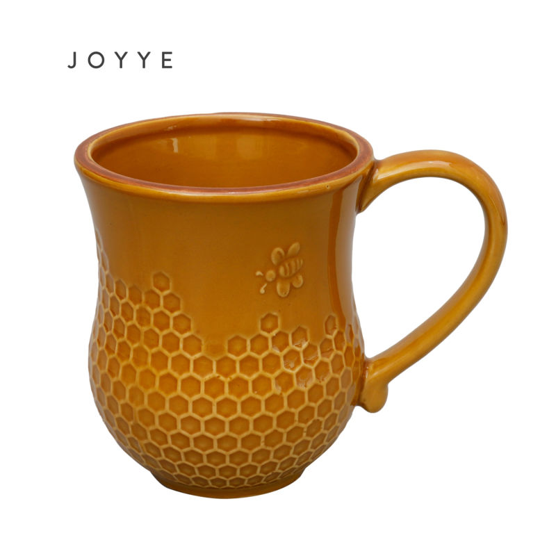 Creative Honeycomb Caramel Ceramic Reactive Glaze Debossed Mug