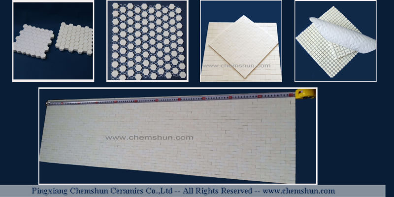 Manufacturers Custom-Made Wear Resistant Alumina Ceramic Mosaic Lining Tiles